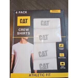 NEW CATERPILLAR Size Small 34-36 White 4-Pack Athletic Crew Neck‎ T-shirts